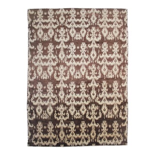 Hand Knotted Borderless Ikat Design Rug - 10'0" X 13'7" For Sale