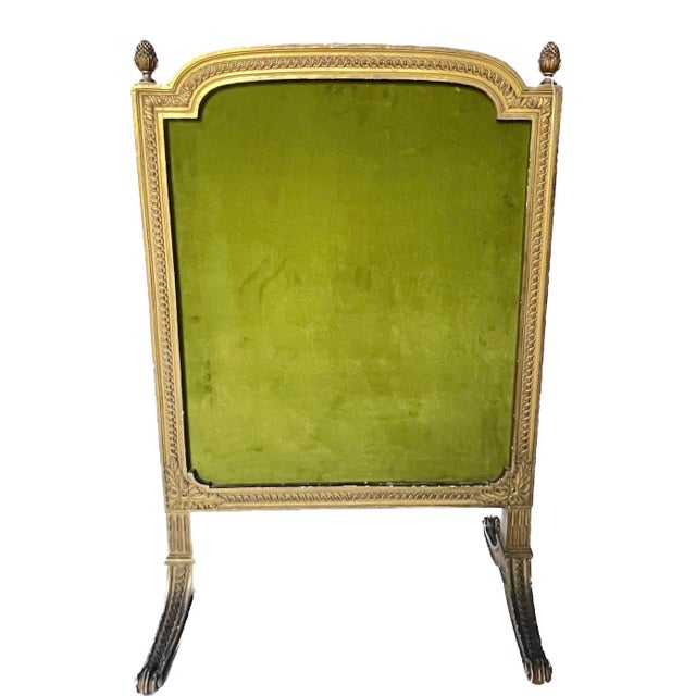 19th Century Antique Giltwood Floral &Velvet Fireplace Screen For Sale - Image 5 of 12