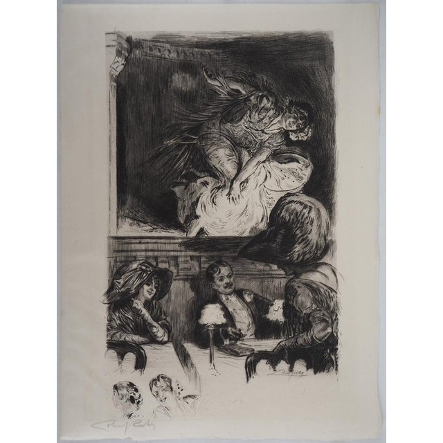 Alméry LOBEL-RICHE On the scene Original etching Signed in pencil lower left and also signed in the plate On parchment...