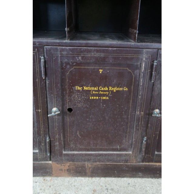 Brown Antique NCR National Cash Register Industrial Iron Steel Safe Cabinet For Sale - Image 8 of 12