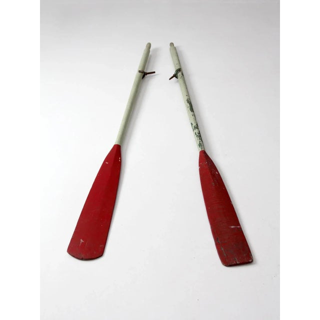 Vintage Painted Wooden Oars Pair For Sale - Image 6 of 11