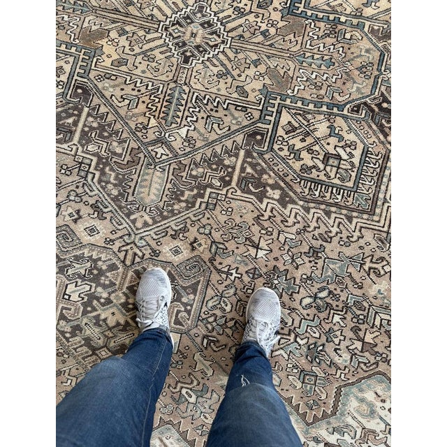 Textile MUTED Vintage Heriz with Quiet Power Slate Rug 10 x 13 For Sale - Image 7 of 12