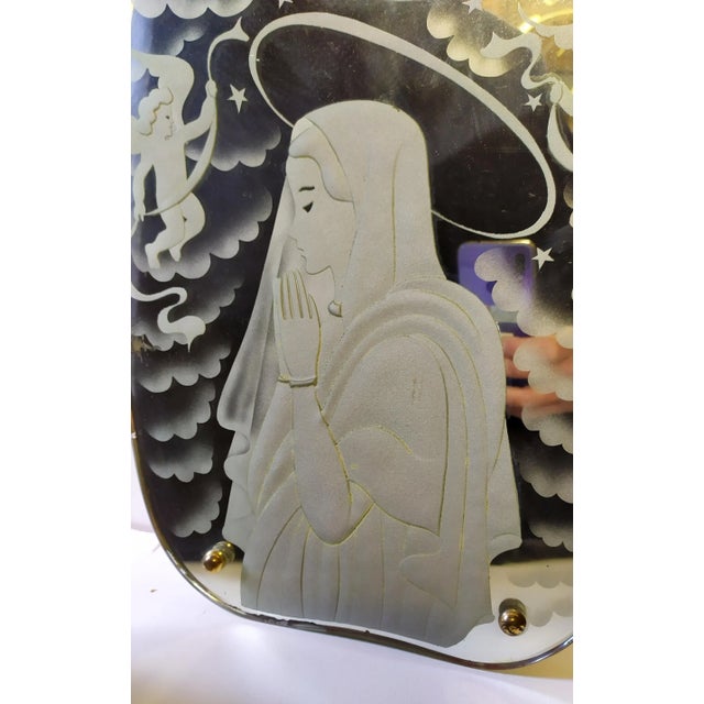 Mirror with Madonna & Angel Design by Luigi Brusotti for Fontana Arte, 1940s For Sale - Image 3 of 6