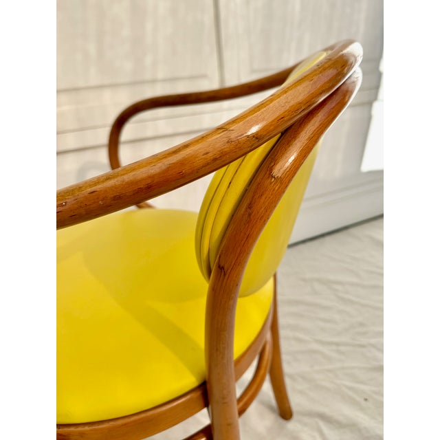 Pair of 1970s Thonet Bentwood Armchairs With Yellow Vinyl Seats For Sale - Image 15 of 18