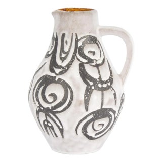 Mid 20th Century Jasba Keramik West German Black and White Ceramic Pitcher For Sale
