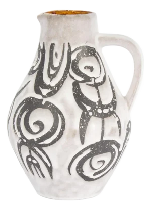 Mid 20th Century Jasba Keramik West German Black and White Ceramic Pitcher