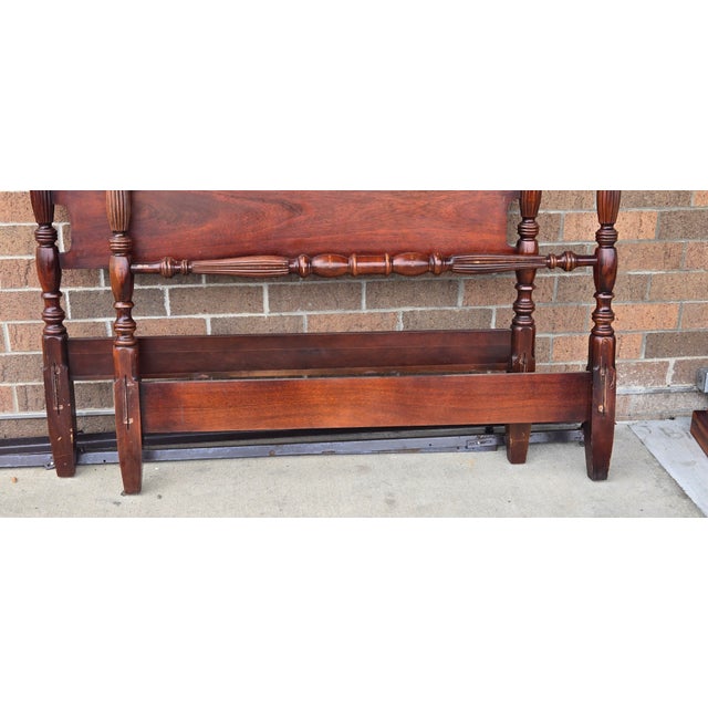Create a timeless bedroom retreat with this beautifully crafted vintage solid mahogany twin poster bed. Featuring matching...