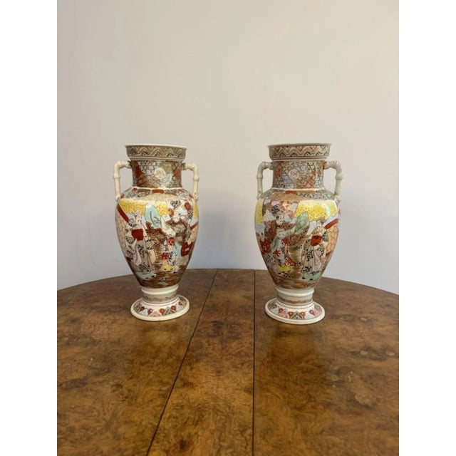 Gold Large Japanese Satsuma Vases, 1900s, Set of 2 For Sale - Image 8 of 8