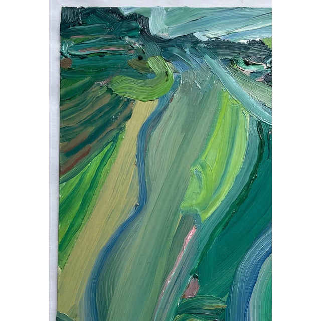 This fresh spring green colored oil painting is in the style of the impressionist masters with its textural impasto brush...