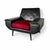 A bold and characterful mid-century armchair featuring classic proportions and strong sculptural form. Upholstered in...