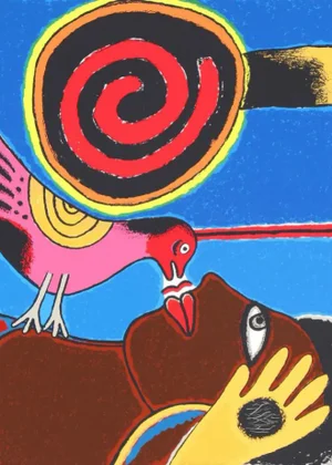 Corneille, Composition with Woman and Bird, 2002, Lithograph