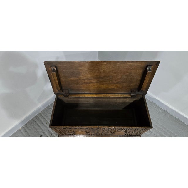 Wood Minature Oak Coffer, 1920 For Sale - Image 7 of 8