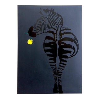 Vintage 1960's Mid Century Modern Israeli Pop Art " Zebra " Rachel Klein Silkscreen Print Poster For Sale