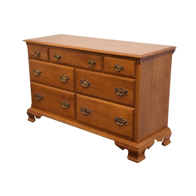 ETHAN ALLEN Heirloom Nutmeg Maple Colonial Early American 54" Double Dresser 10-5302 33" High 54" Wide 19.75" Deep We...