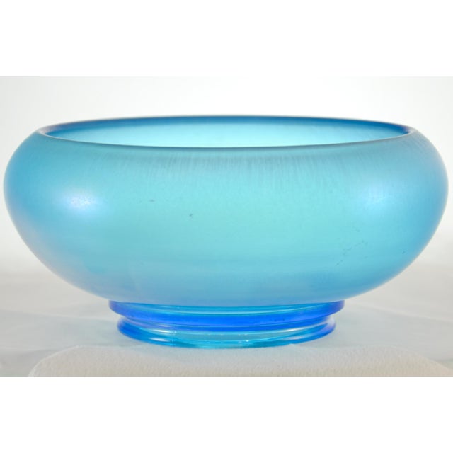 Aqua Blue Iridescent Satin Glass Bowl Chairish