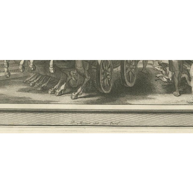 18th Century Pieter Mortier, A Lord Trampled at Samaria and the Death of Jezebel, Pieter 1700, Engraving For Sale - Image 5 of 12