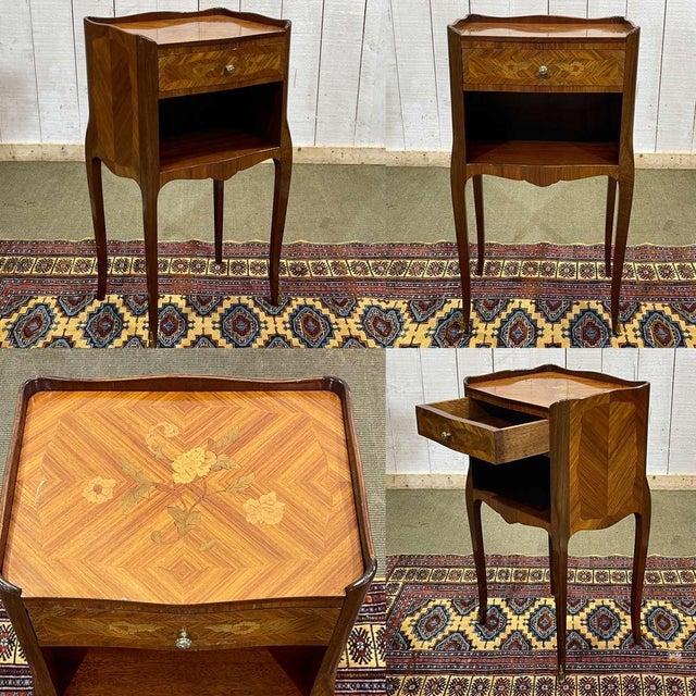 Louis XV Bedside Table in Rosewood and Oak, 1970s For Sale - Image 4 of 14