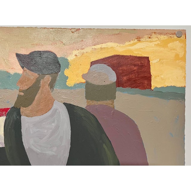 Mid 20th Century Edward Avedisian, Large Hudson River Figurative Modernist Landscape Oil Painting Edward Avedisian For Sale - Image 5 of 12