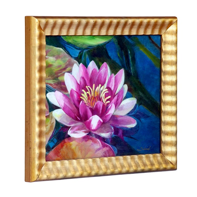 American Vintage Original Oil Painting of a Lotus For Sale - Image 3 of 8