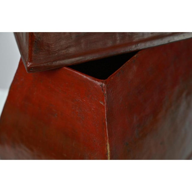 Japanese Red Lacquer Wood Case, Early 20th Century For Sale - Image 5 of 6