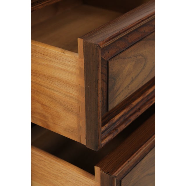 Wood Pair of Thomasville Oak 2 Drawer Nightstands For Sale - Image 7 of 14