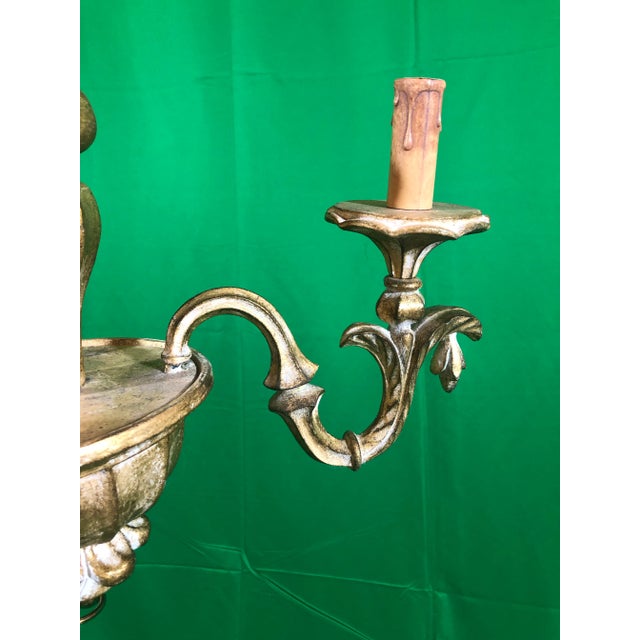 Vintage Hand Carved Italianate Three Light Chandelier For Sale - Image 4 of 9