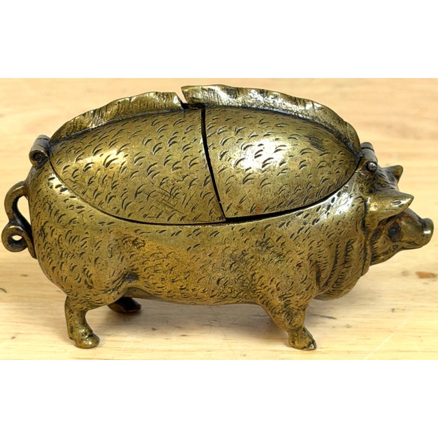 Victorian English Brass Figural Pig Inkwell with Articulated Back Lids, C. 1875 For Sale - Image 11 of 18