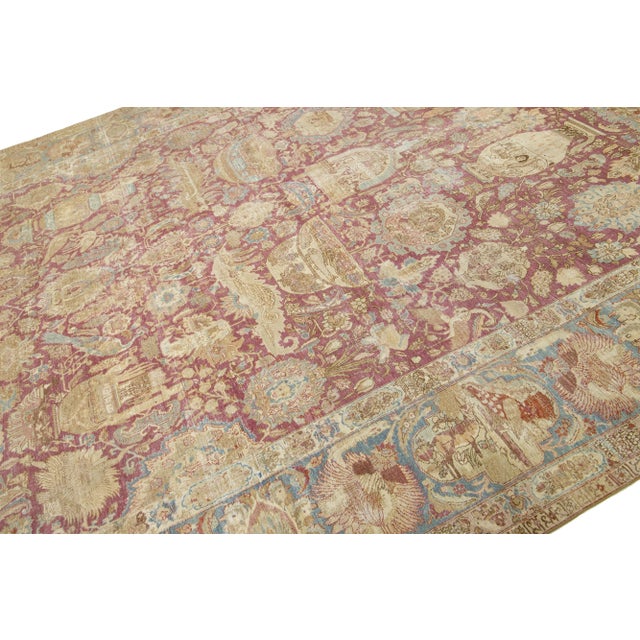 Antique Persian Tabriz Wool Rug With Red Allover Design From the 1900s For Sale In New York - Image 6 of 9