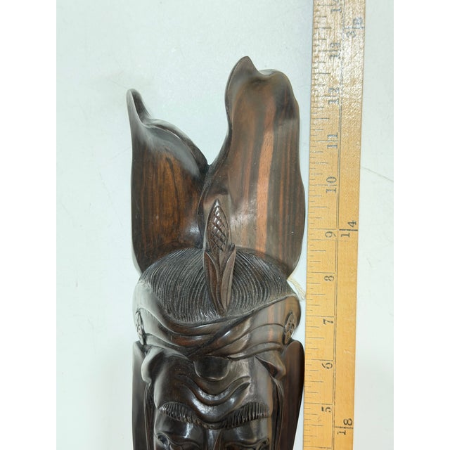 Vintage Hand-Carved Maya Maize God Hardwood Wall Mask For Sale - Image 11 of 12