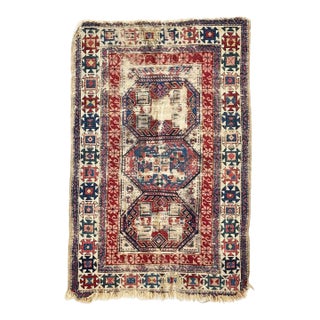 Early 20th Century Caucasia Throw Rug Character and Detailed Border Rug 3.3 x 5 For Sale