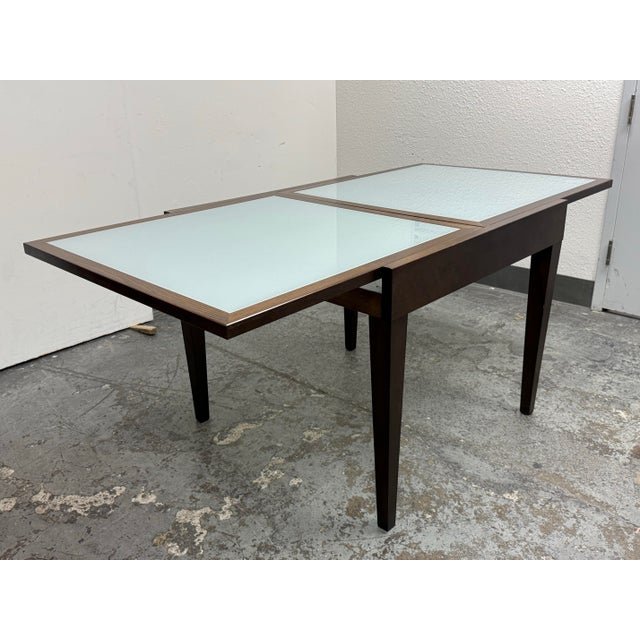 Glass Extendable Glass-Inset Dining Table + Four Chairs, Set of Five For Sale - Image 7 of 12