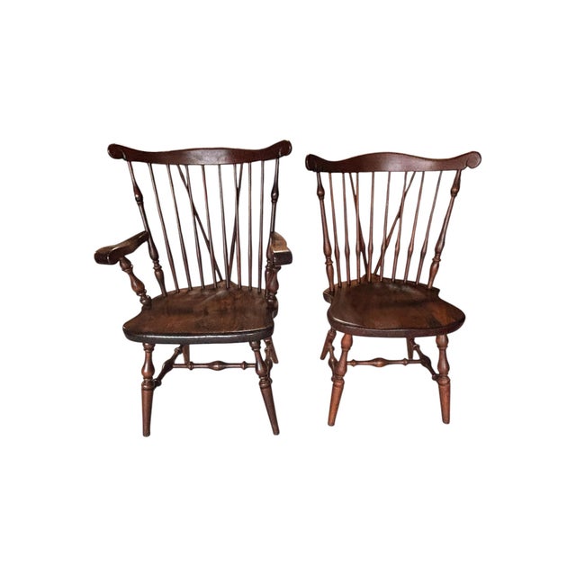 American Vintage Ethan Allen Old Tavern Fiddle Back Chairs – Excellent Condition For Sale - Image 3 of 12