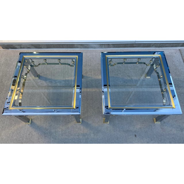 Modern Chrome & Glass End Tables in Mastercraft - A Pair For Sale - Image 9 of 13