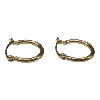 Tube Hoop Huggie Earrings 14kt Yellow Gold 14.8mm 2.1mm Hollow New, Pair For Sale