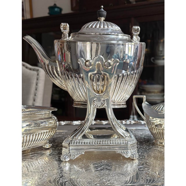 Art Deco Tiffany Vintage Tilting Teapot Service Art Deco Fluted - Set of 5 For Sale - Image 3 of 12