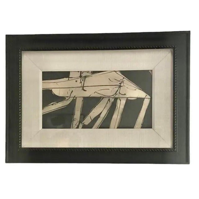 Wood Mid-Century (1956) Black & White Abstract Painting by Carmen Louis Cicero, Framed, Signed, 19” X 26” For Sale - Image 7 of 7