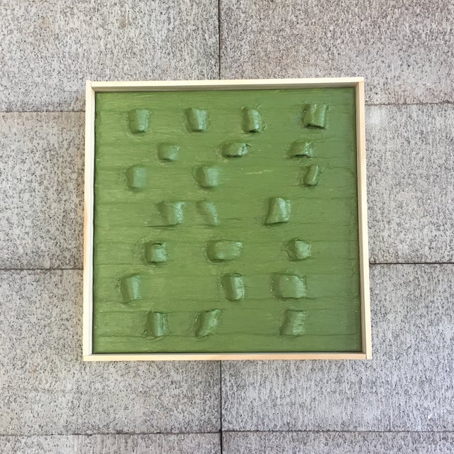 Green "Army Tents" Minimalist Plaster Painting For Sale - Image 11 of 11