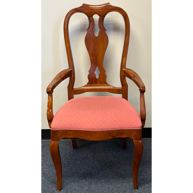 Elegant set of six Ethan Allen Maison dining chairs, including two armchairs and four side chairs. Each chair features a...