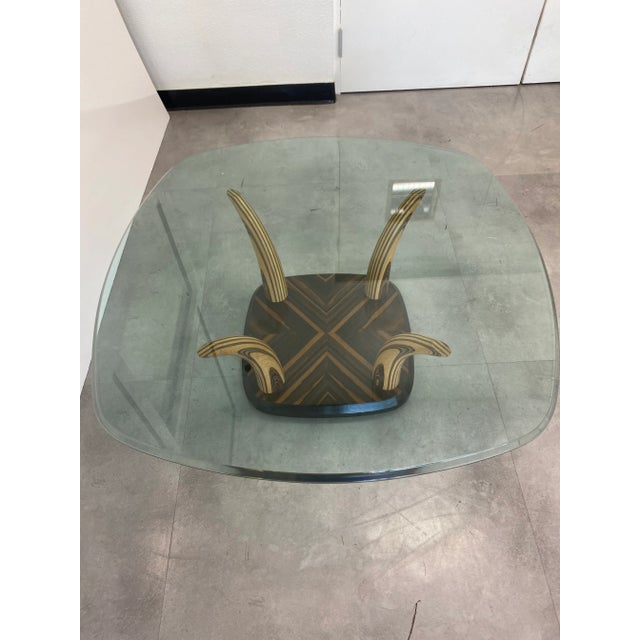 Hollywood Regency Mix Wood Inlay Designed Faux Tusk Coffee Table by Henredon For Sale - Image 3 of 11