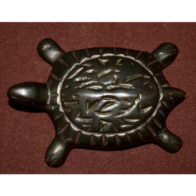 Vintage Small Set of Three Brass & Bronze Assorted Turtles For Sale - Image 10 of 12