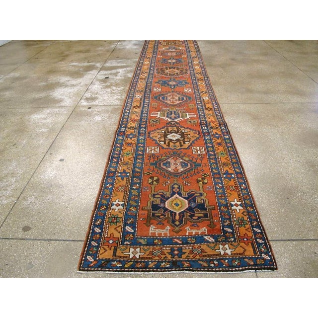 Galerie Shabab Collection Early 20th Century Persian Heriz Long Runner For Sale - Image 4 of 9