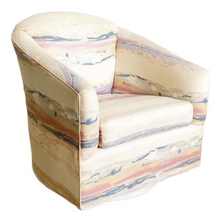 Postmodern Cream Blue and Pink Swivel Chair For Sale