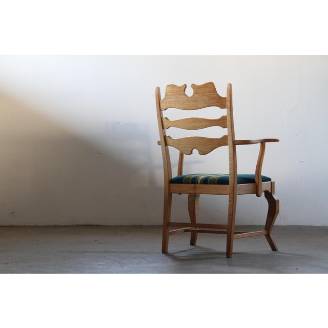 Vintage Brutalist Oak Razorblade Armchairs attributed to Henning Kjærnulf, 1960s, Set of 2 For Sale - Image 10 of 18