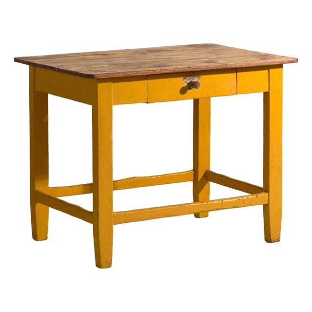 Vintage Painted Kitchen Table in Pine Wood, Central Europe, 1920 For Sale