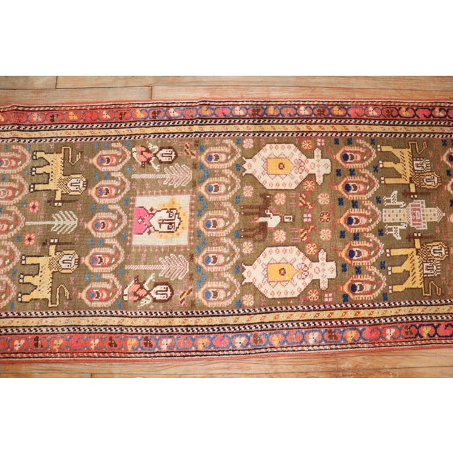Zabihi Collection Lion Motif Northwest Persian Long Runner For Sale - Image 4 of 12