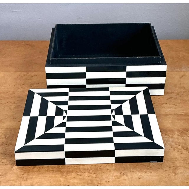 Black Vintage Black and White Bone Box For Sale - Image 8 of 14