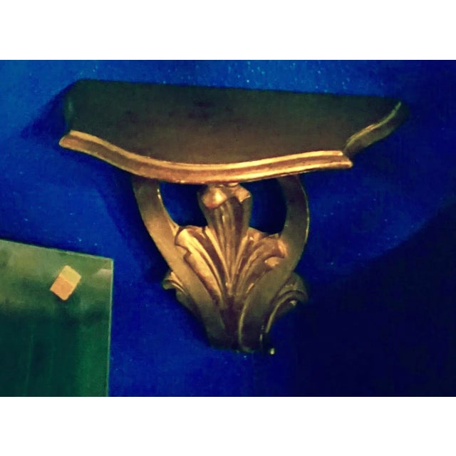 Vintage Hollywood Regency Gilt Wall Mirror With Matching Console Shelf For Sale - Image 9 of 11