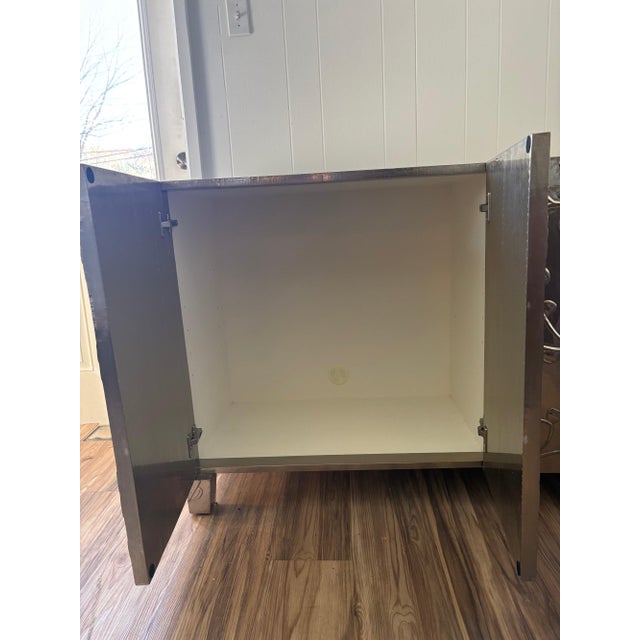 1980s Bernhardt Interiors "Fleur" Credenza in German Silver & Reclaimed Teak For Sale - Image 14 of 18