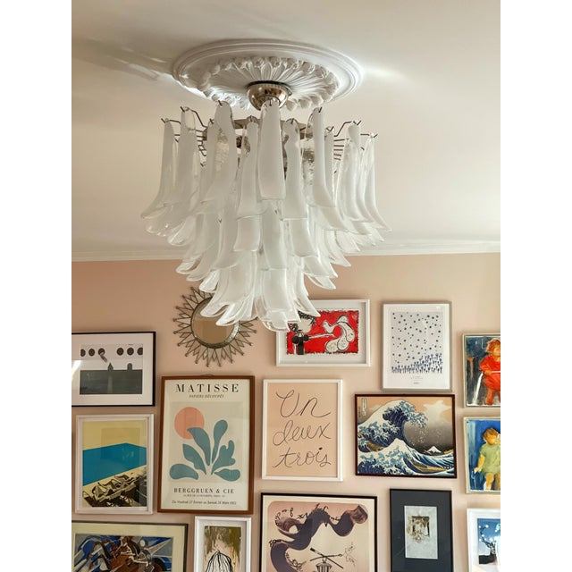 Large White Murano Chandelier For Sale - Image 6 of 11