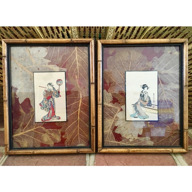 Vintage Asian Art and Pressed Leaf Decor - Set of 2 For Sale - Image 13 of 13